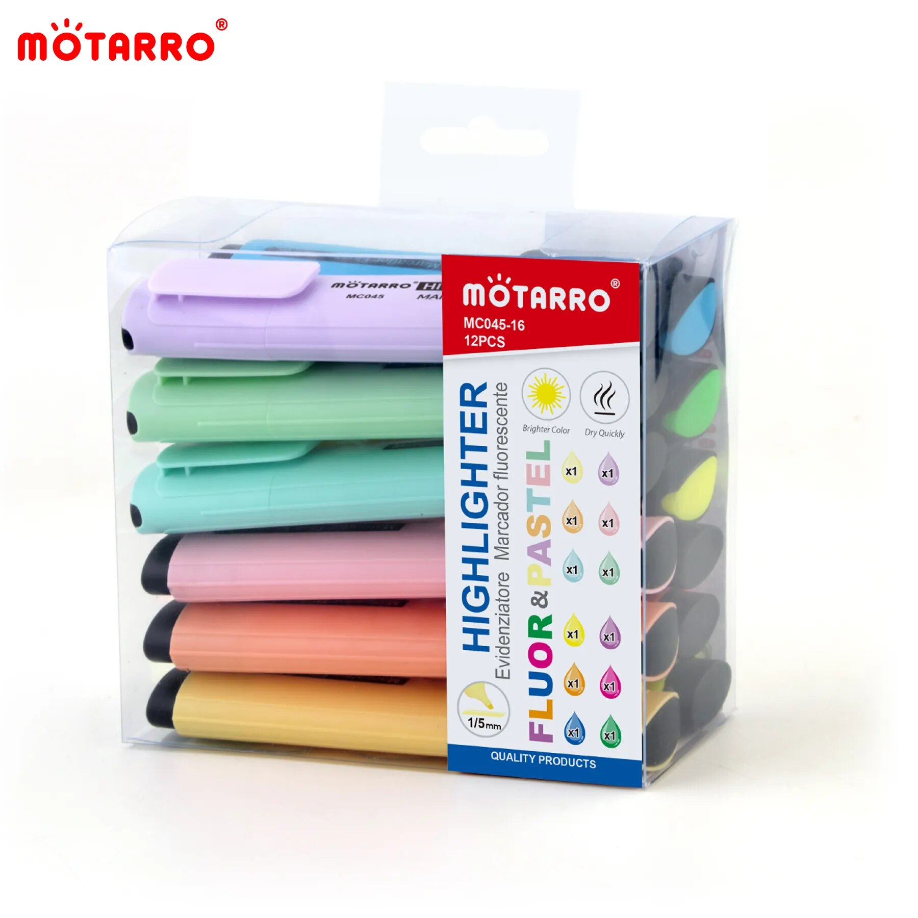 MOTARRO 12Pcs Pvc Box Markers  - đánh giá và giá Stabilo Marker Boss