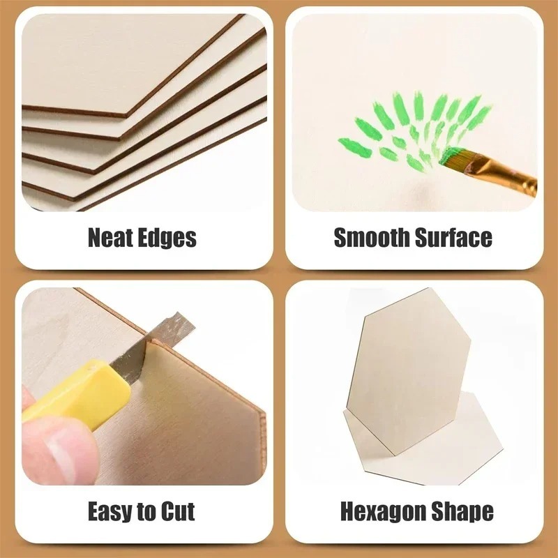 10-120mm Wooden Hexagon Blank  - đánh giá và giá Craft Embellishment